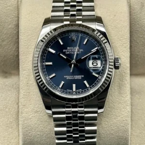 2018 Rolex Datejust 36mm 116234 Jubilee Blue Stick Roulette Date Dial