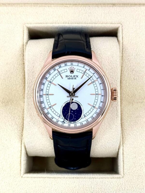 2018 Rolex Cellini Moonphase 39mm 50535 Rose Gold White Dial