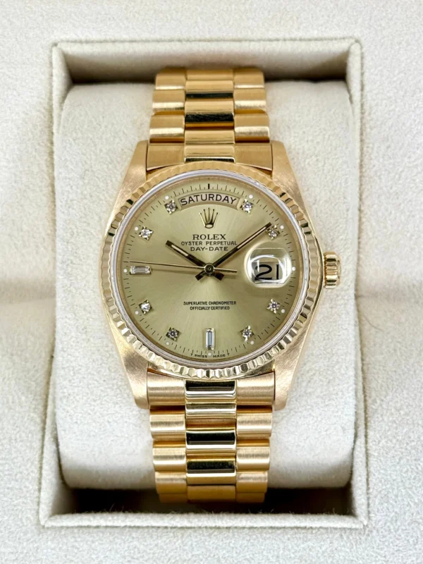1987 Rolex Day-Date 36mm 18038 Presidential Champagne Diamond Dial
