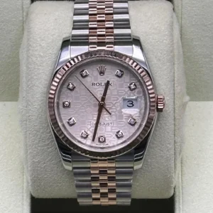 2010 Rolex Datejust 36mm 116231 Two-Tone Rose Gold Pink Diamond Dial