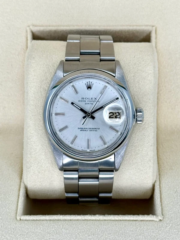 1983 Rolex Oyster Perpetual Date 34mm 1500 Stainless Steel Silver Dial